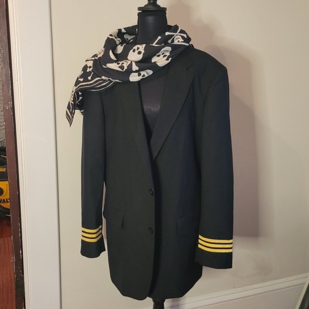 Pilot Suit Jacket- Navy Blue 44L- Gold Stripes-Costume/Cosplay/Aviation
